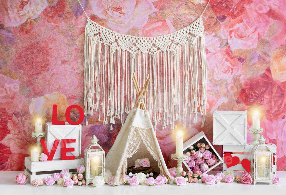 Kate Valentine's Day Tent Pink Love Backdrop Designed by Emetselch -UK