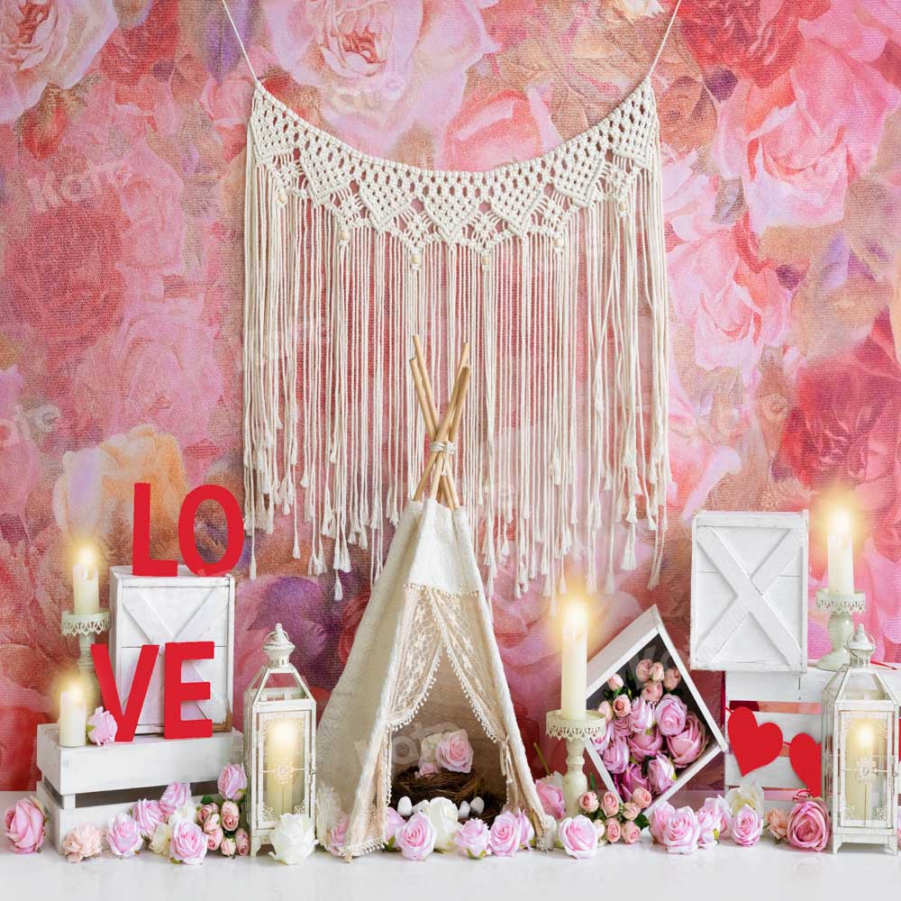 Kate Valentine's Day Tent Pink Love Backdrop Designed by Emetselch -UK