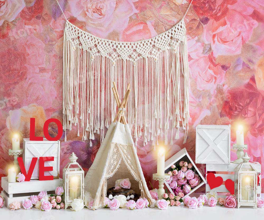 Kate Valentine's Day Tent Pink Love Backdrop Designed by Emetselch -UK