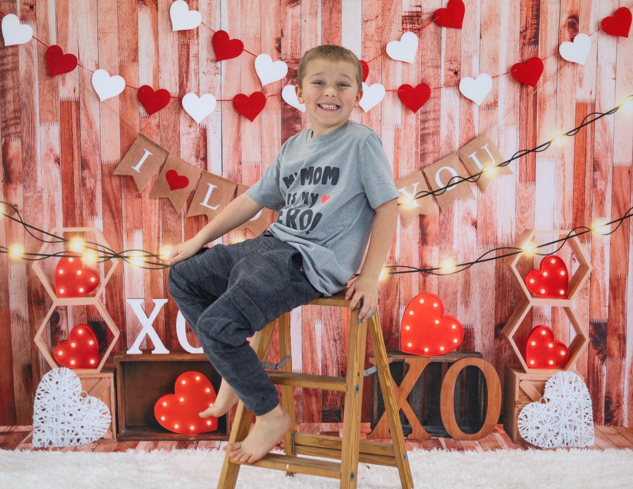 Kate Valentine's day Backdrop Light Love Heart Designed by Emetselch -UK