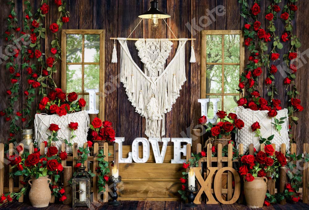 Kate Valentine's Day Boho Spring Window Rose Backdrop Designed by Emetselch -UK