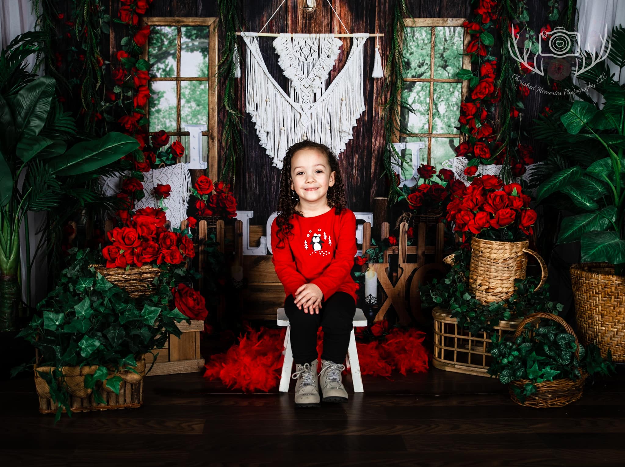 Kate Valentine's Day Boho Spring Window Rose Backdrop Designed by Emetselch -UK