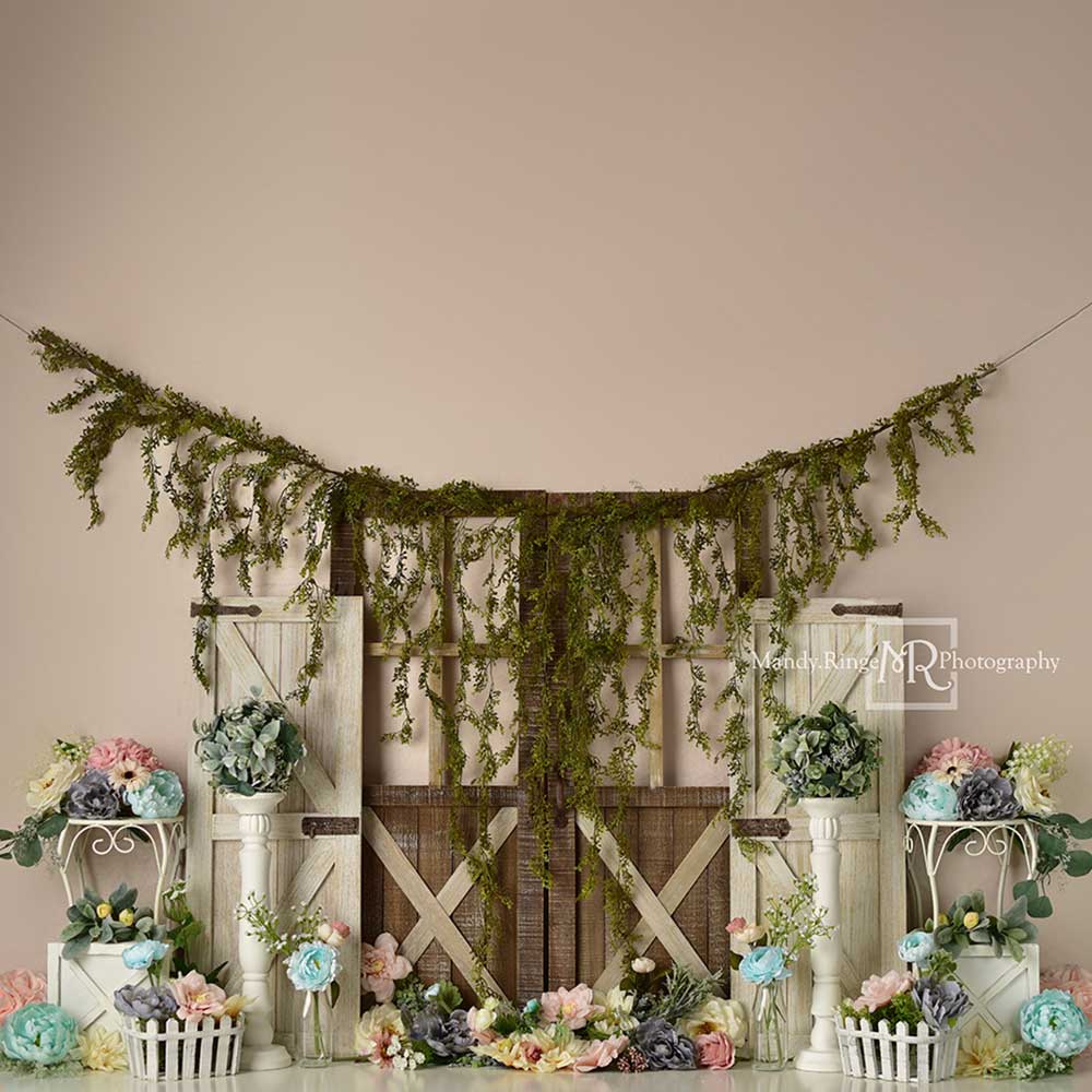 Kate Rustic Pastel Spring Floral Backdrop Designed by Mandy Ringe Photography -UK