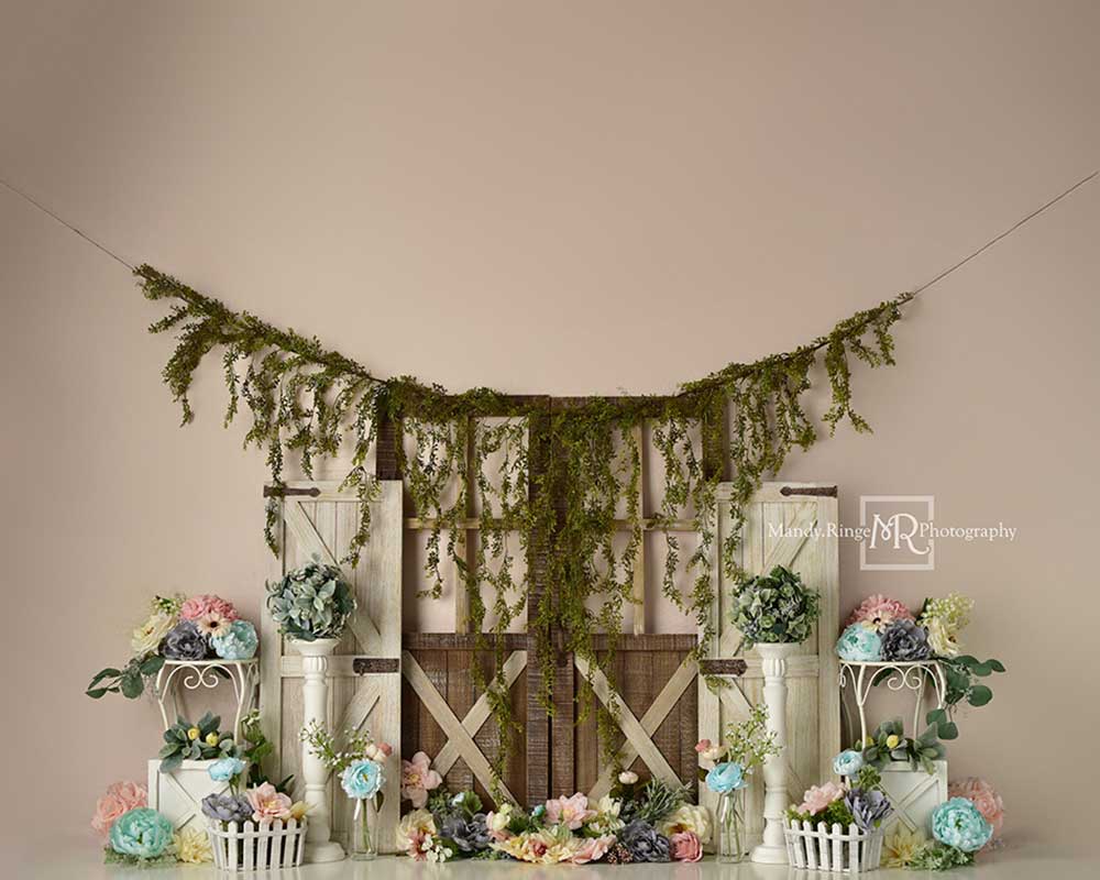 Kate Rustic Pastel Spring Floral Backdrop Designed by Mandy Ringe Photography -UK