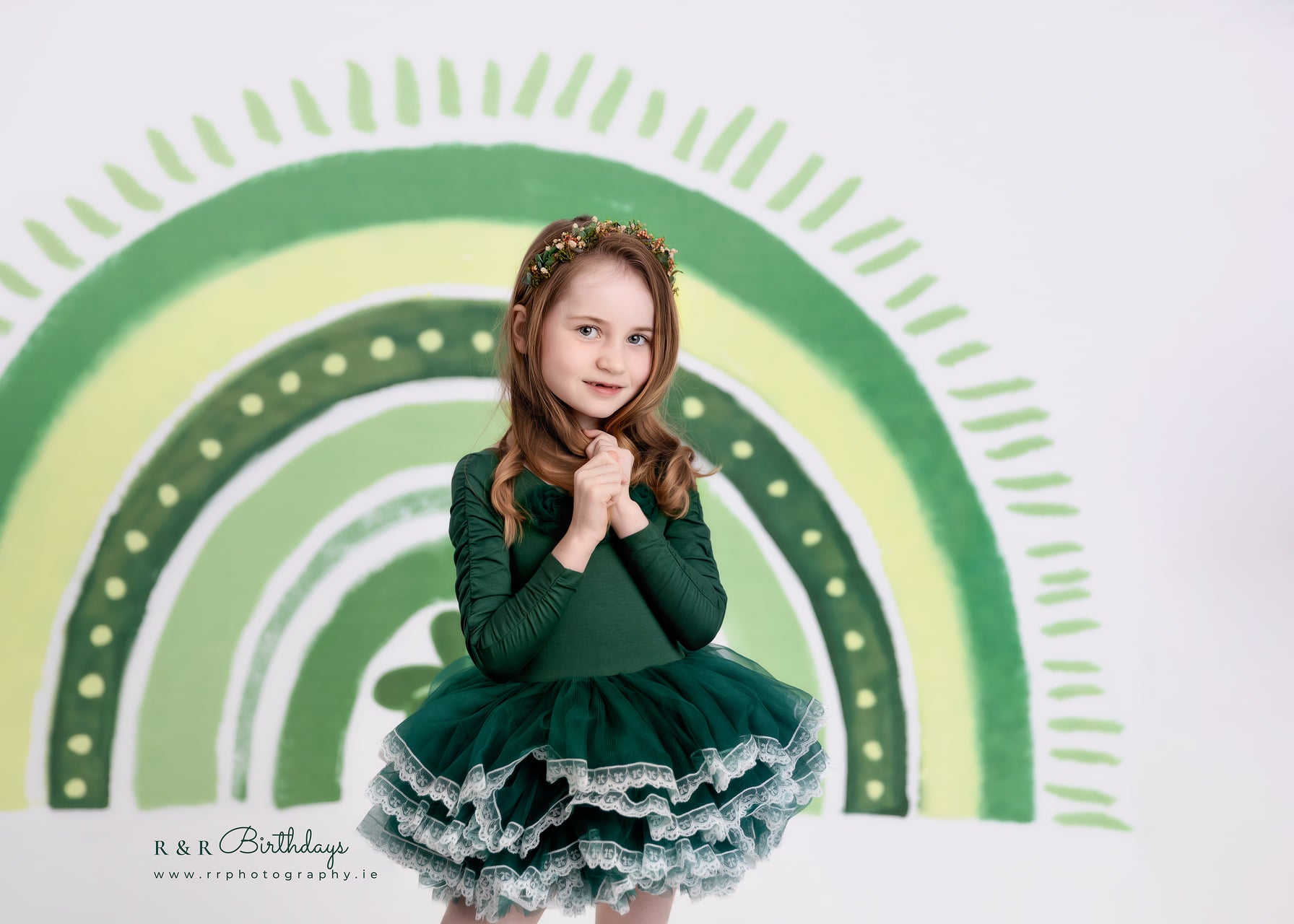 Kate St.Patrick's Day Rainbow Green Lucky Clover Backdrop Designed by GQ -UK