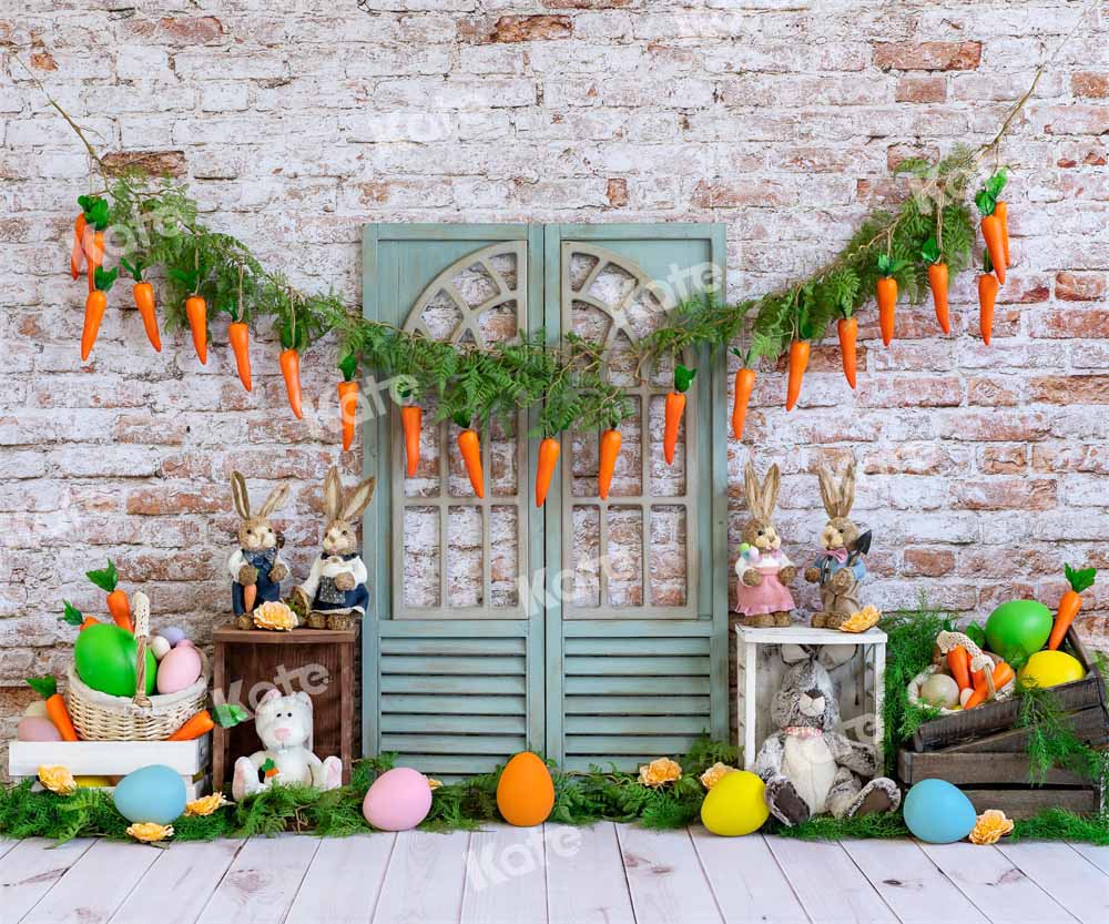 Kate Easter Bunny Carrot Brick Backdrop Designed by Emetselch