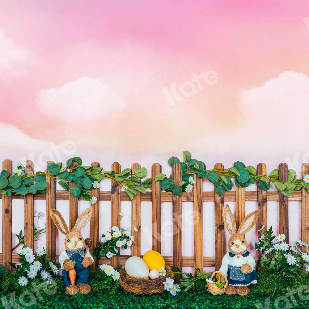 Kate Colorful Easter Bunny Garden Backdrop Designed by Emetselch