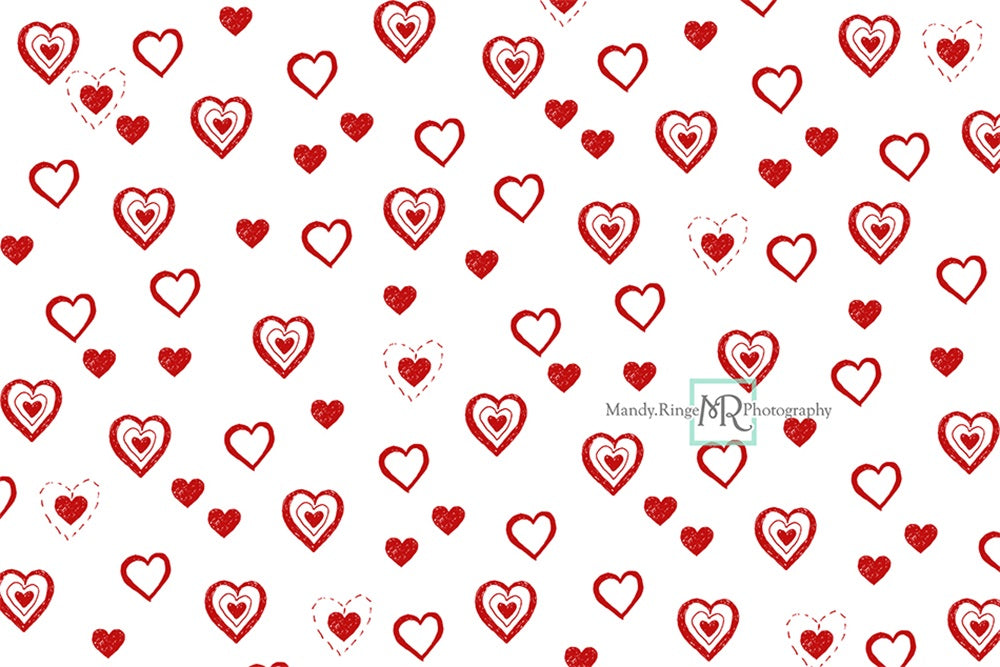 Kate Valentine's Heart Red Doodles Backdrop Designed by Mandy Ringe Photography -UK