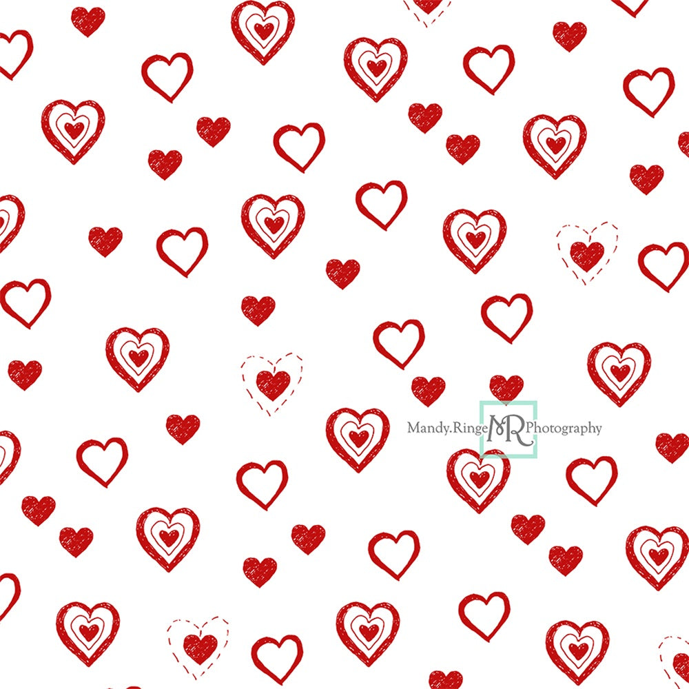 Kate Valentine's Heart Red Doodles Backdrop Designed by Mandy Ringe Photography -UK