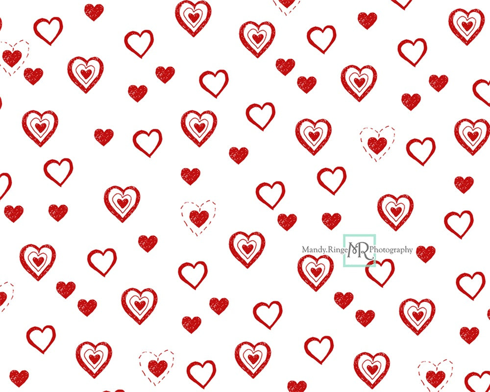 Kate Valentine's Heart Red Doodles Backdrop Designed by Mandy Ringe Photography -UK