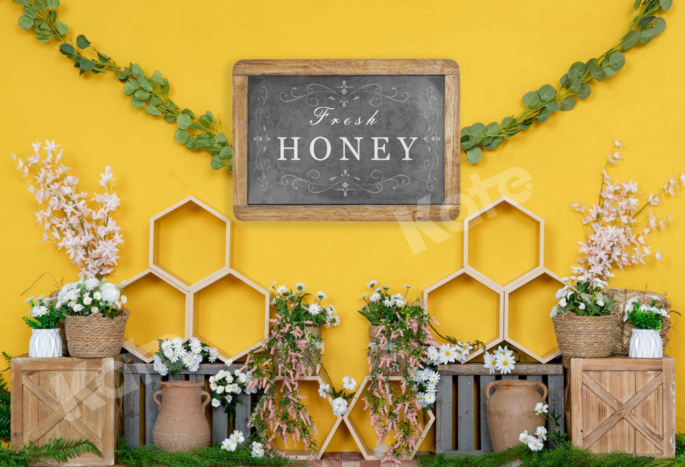Kate Honeycomb Yellow Spring Backdrop Designed by Emetselch -UK