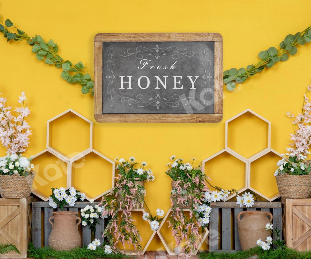 Kate Honeycomb Yellow Spring Backdrop Designed by Emetselch -UK