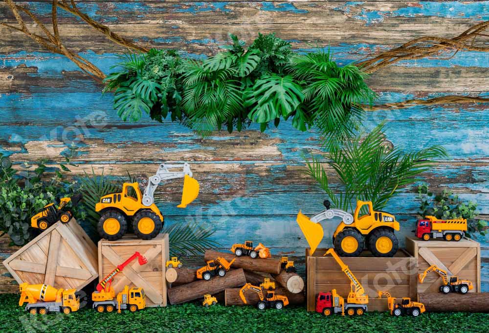 Kate Children Excavator Boy Cake Smash Backdrop Designed by Emetselch -UK