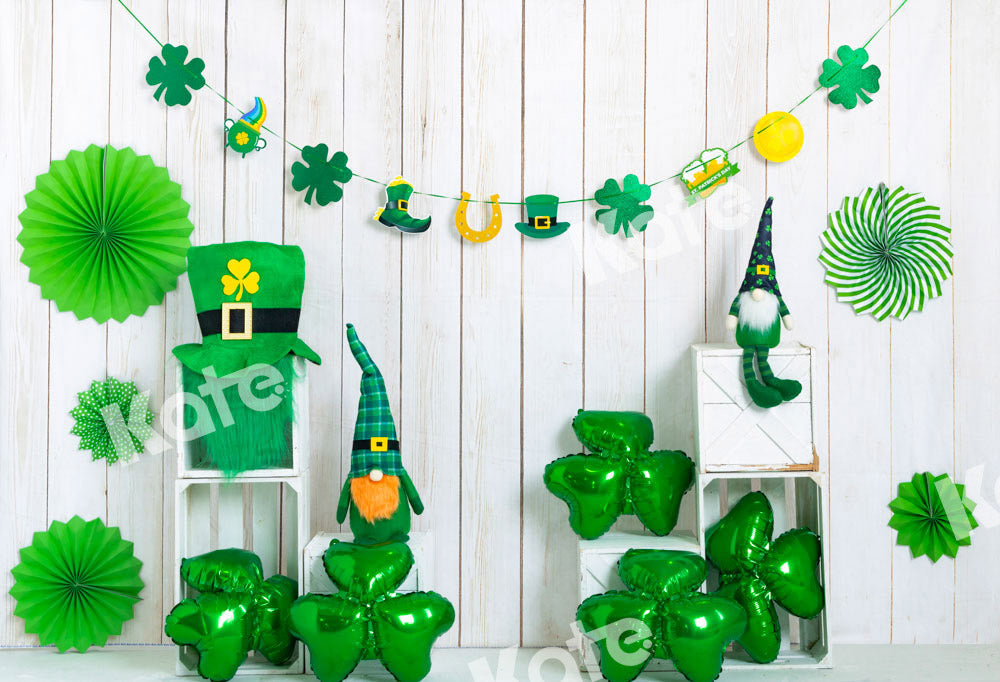 Kate St. Patrick's Day Clover Lucky Day Green Backdrop Designed by Emetselch -UK