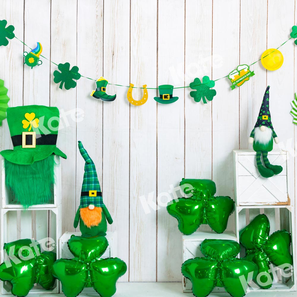 Kate St. Patrick's Day Clover Lucky Day Green Backdrop Designed by Emetselch -UK