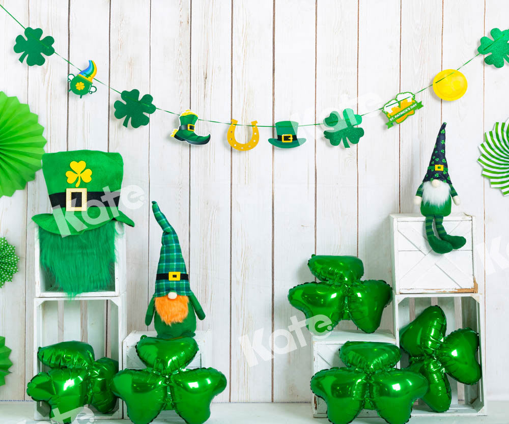 Kate St. Patrick's Day Clover Lucky Day Green Backdrop Designed by Emetselch