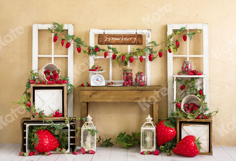 Kate Summer Strawberries Children Cake Smash Backdrop Designed by Emetselch -UK