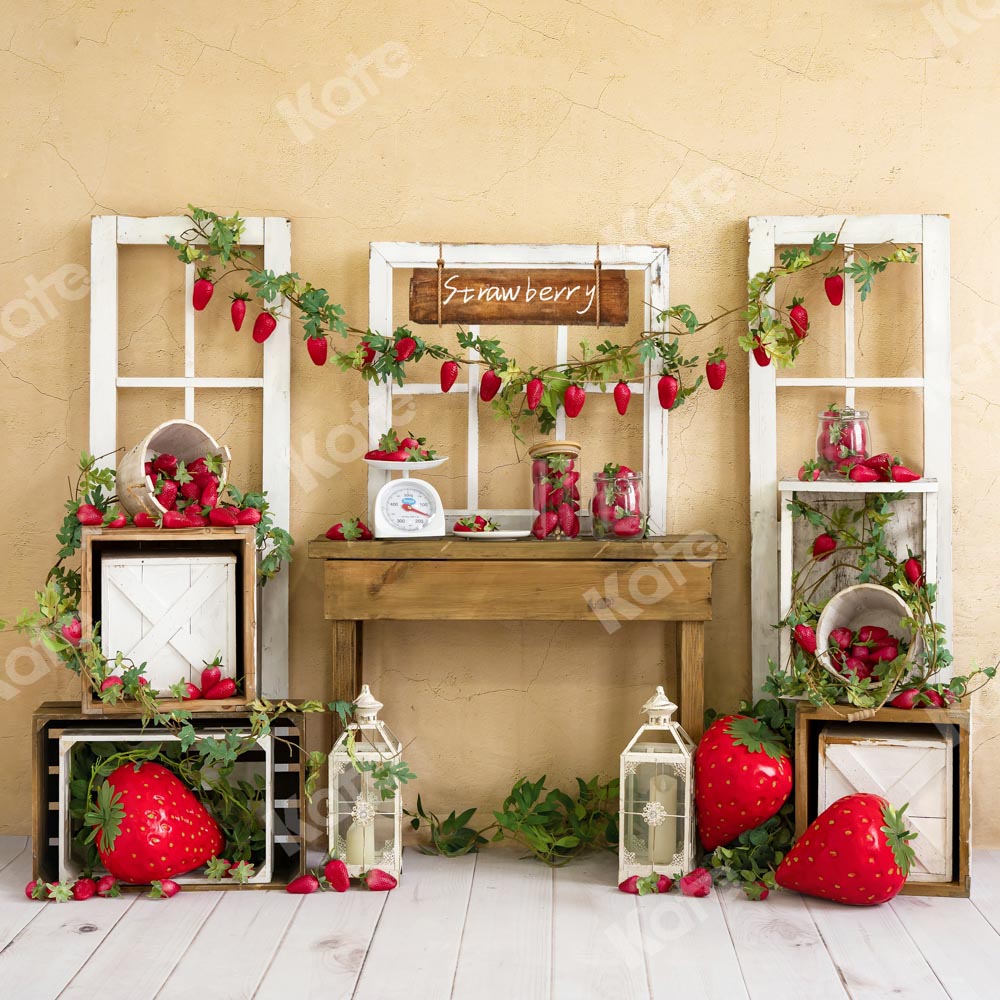 Kate Summer Strawberries Children Cake Smash Backdrop Designed by Emetselch -UK