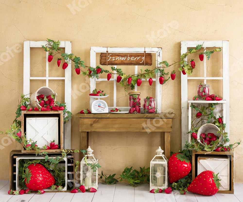 Kate Summer Strawberries Children Cake Smash Backdrop Designed by Emetselch -UK