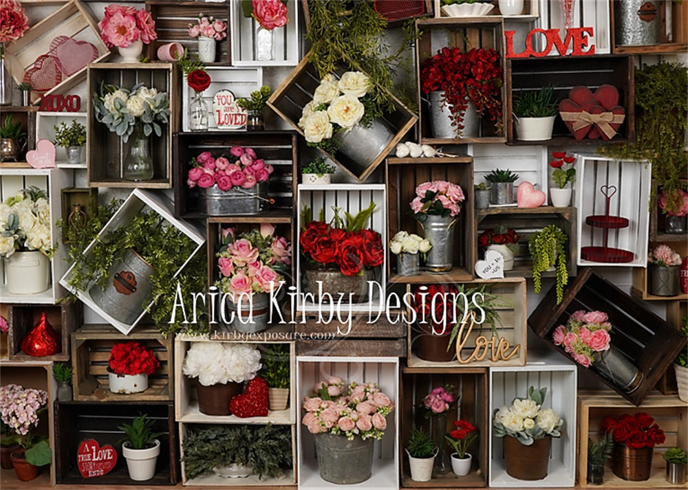 Kate Valentine Floral Crate Backdrop designed by Arica Kirby -UK