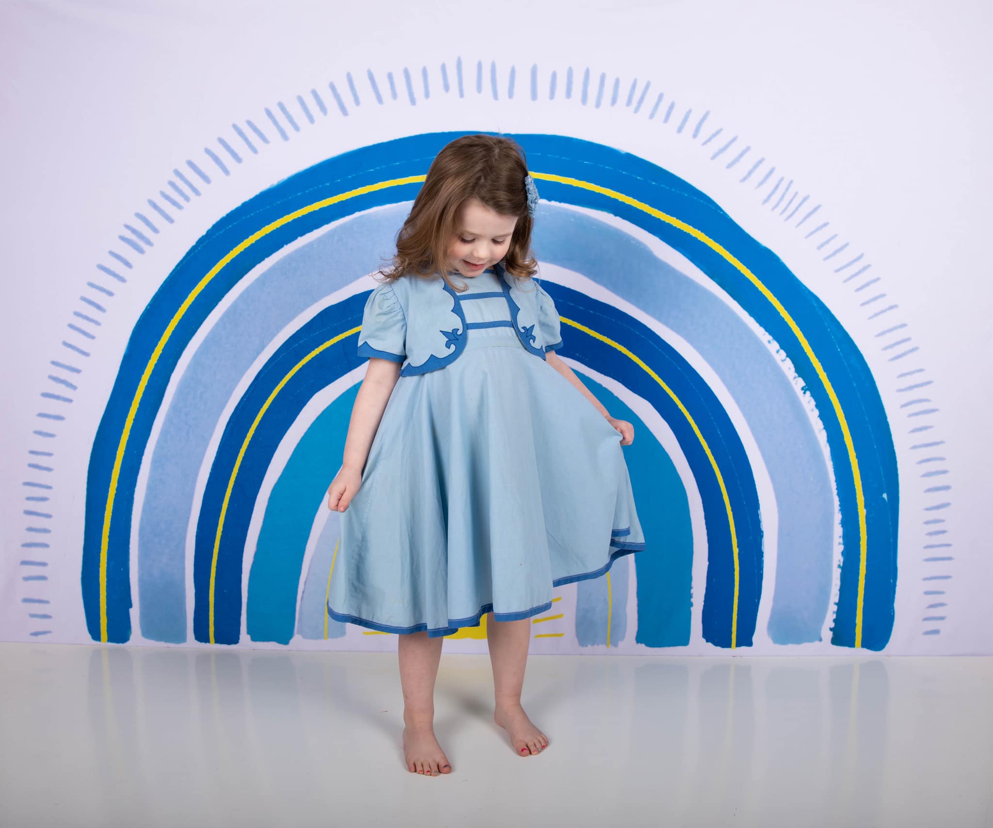 Kate Blue Rainbow Cake Smash Backdrop Designed by Mandy Ringe Photography -UK