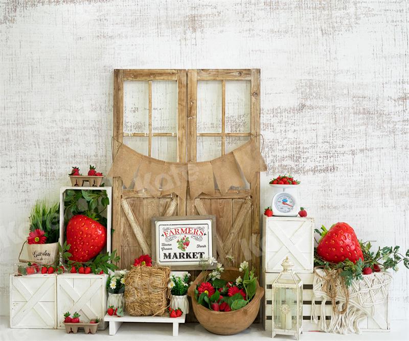 Kate Summer Strawberry Wooden Door Backdrop for Photography -UK