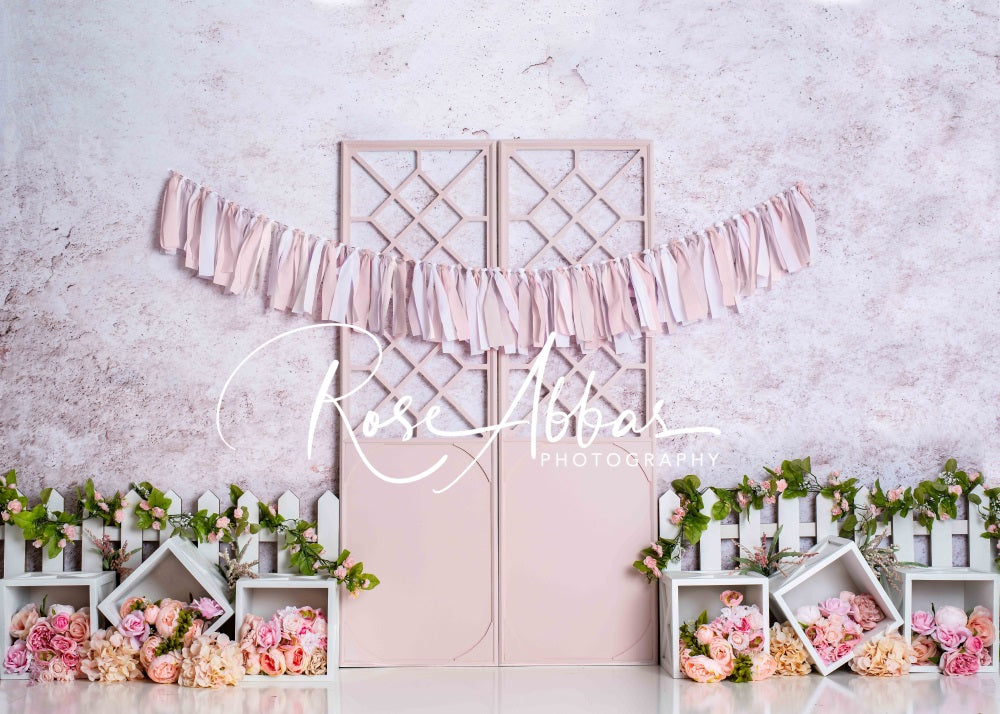 Kate Spring Door Pink Flowers Backdrop Designed By Rose Abbas -UK