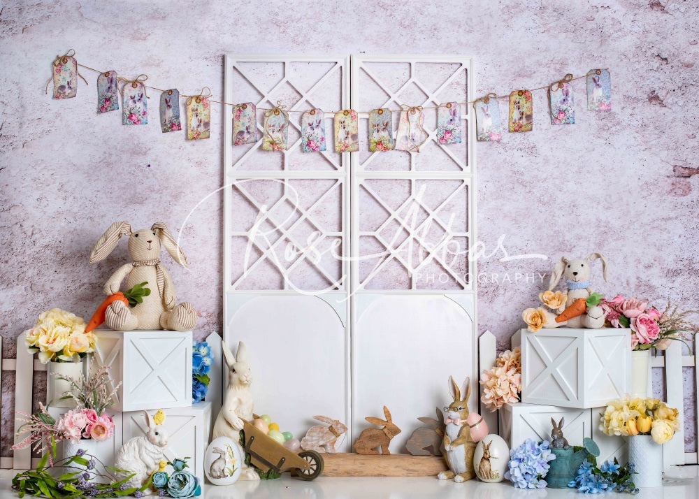 Kate Spring/Easter Bunny White Door Backdrop Designed By Rose Abbas -UK