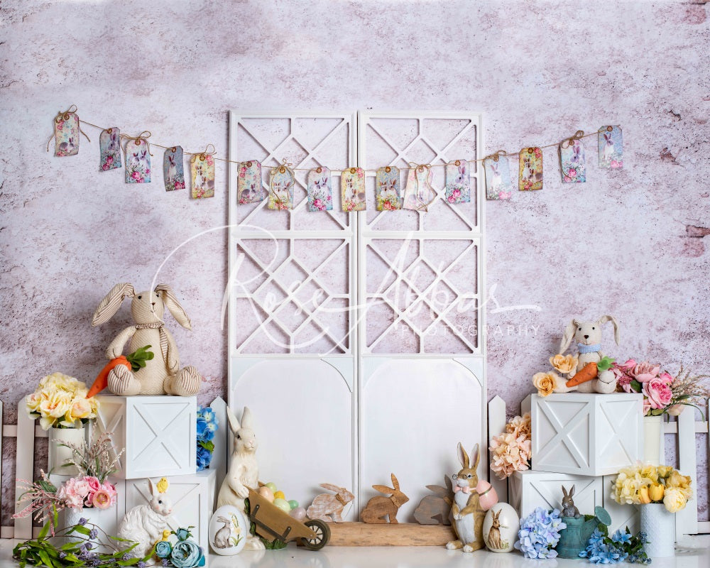 Kate Spring/Easter Bunny White Door Backdrop Designed By Rose Abbas -UK