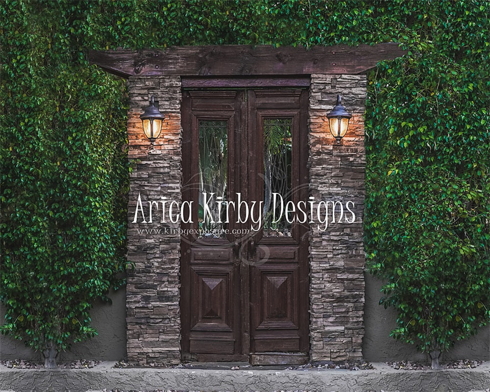 Kate Wood Door Brick Green Plants Backdrop designed by Arica Kirby -UK