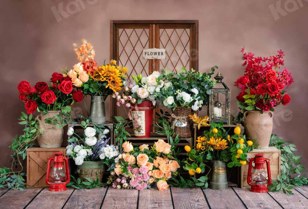 Kate Retro Spring Flower Shop Backdrop Designed by Emetselch -UK