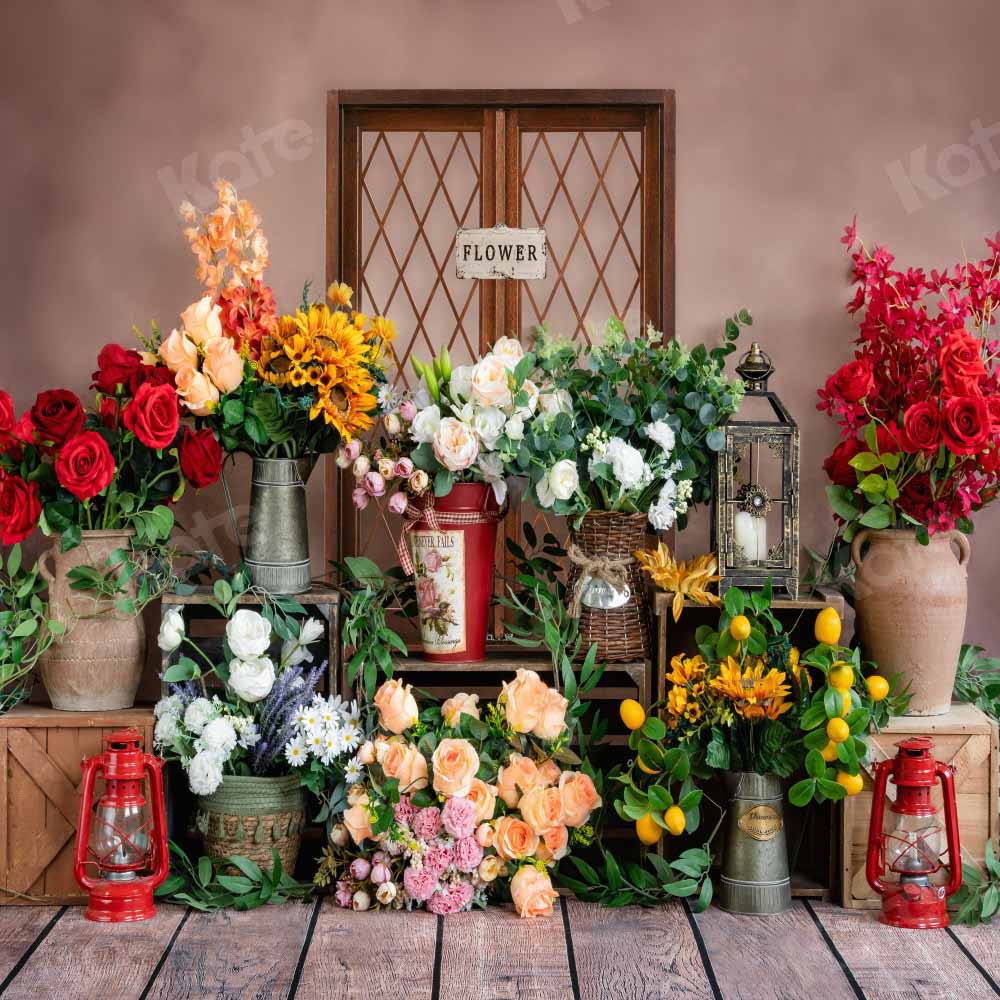 Kate Retro Spring Flower Shop Backdrop Designed by Emetselch -UK