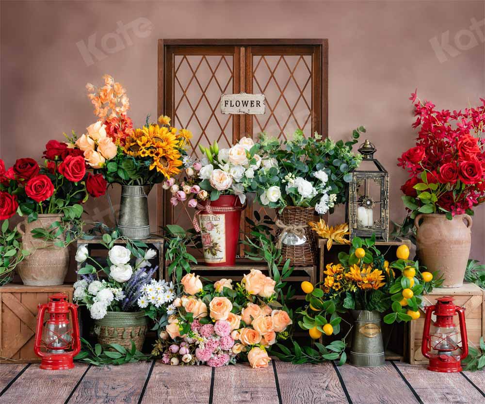 Kate Retro Spring Flower Shop Backdrop Designed by Emetselch -UK