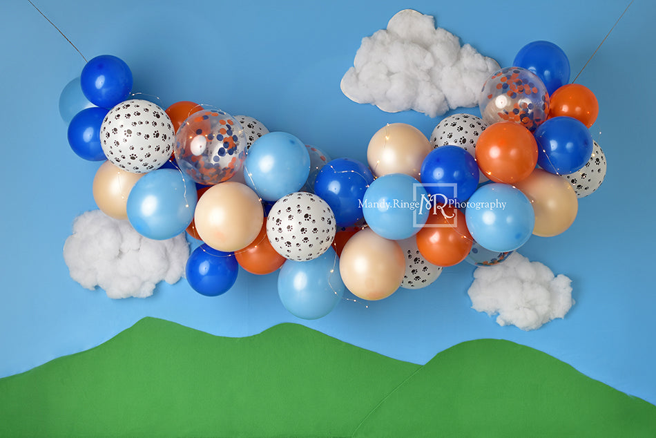 Kate Blue Dog Birthday Children Backdrop Designed by Mandy Ringe Photography -UK