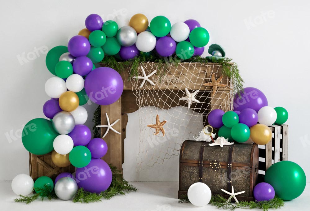 Kate Mermaid Birthday Summer Balloon Backdrop Designed by Emetselch -UK