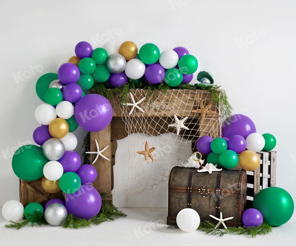 Kate Mermaid Birthday Summer Balloon Backdrop Designed by Emetselch -UK