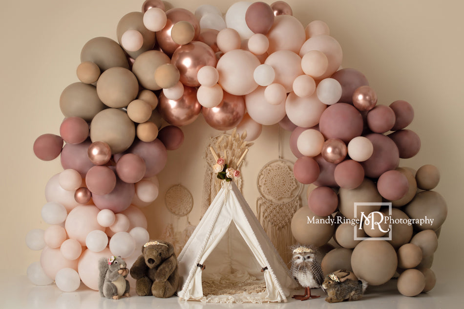 Kate Girly Boho Balloons Animals Backdrop Designed by Mandy Ringe Photography -UK