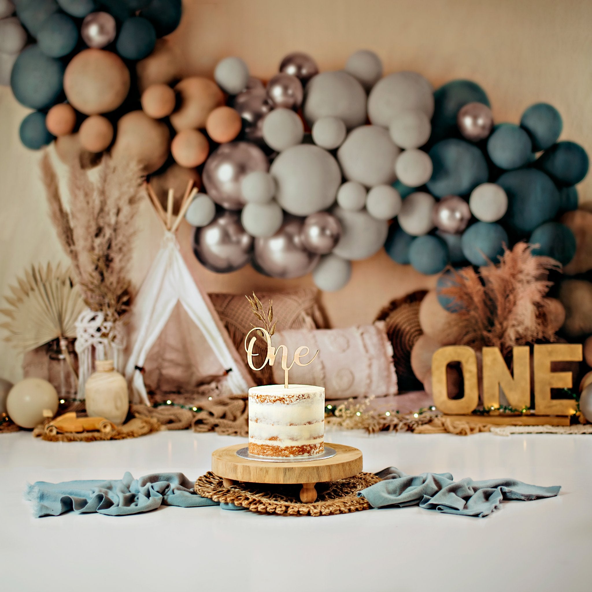 Kate Boho Balloons Tent Matte Backdrop Designed by Mandy Ringe Photography