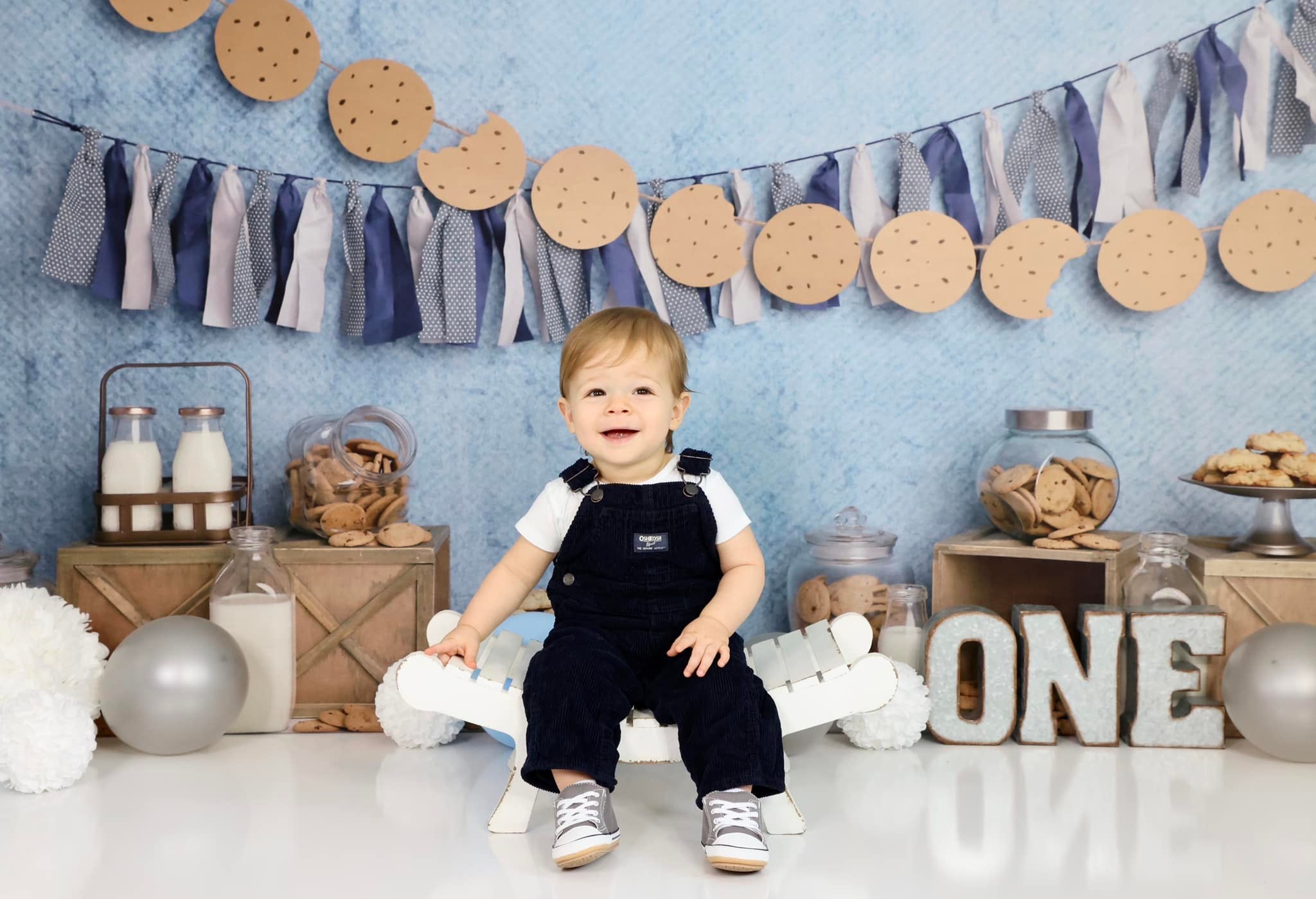 Kate Milk Cookies Blue Cake Smash Backdrop Designed by Melissa King -UK
