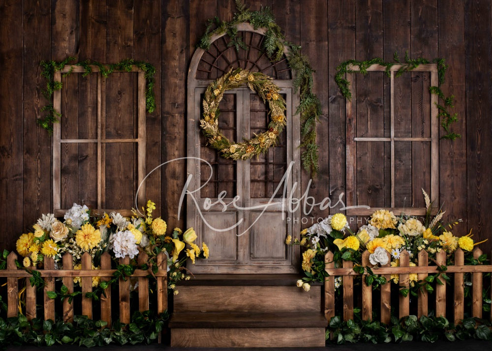 Kate Spring Wreath Wood Floral Backdrop Designed By Rose Abbas -UK