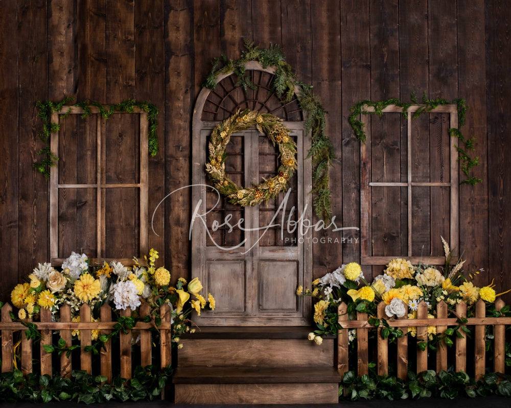 Kate Spring Wreath Wood Floral Backdrop Designed By Rose Abbas -UK