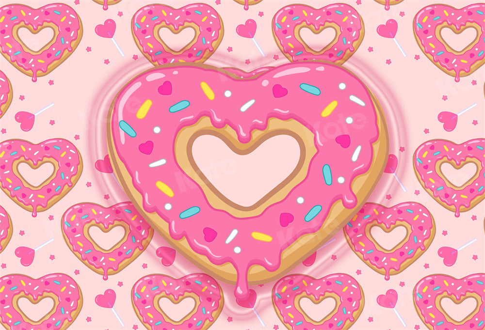 Kate Heart Pink Donut Cake Smash Backdrop for Photography -UK