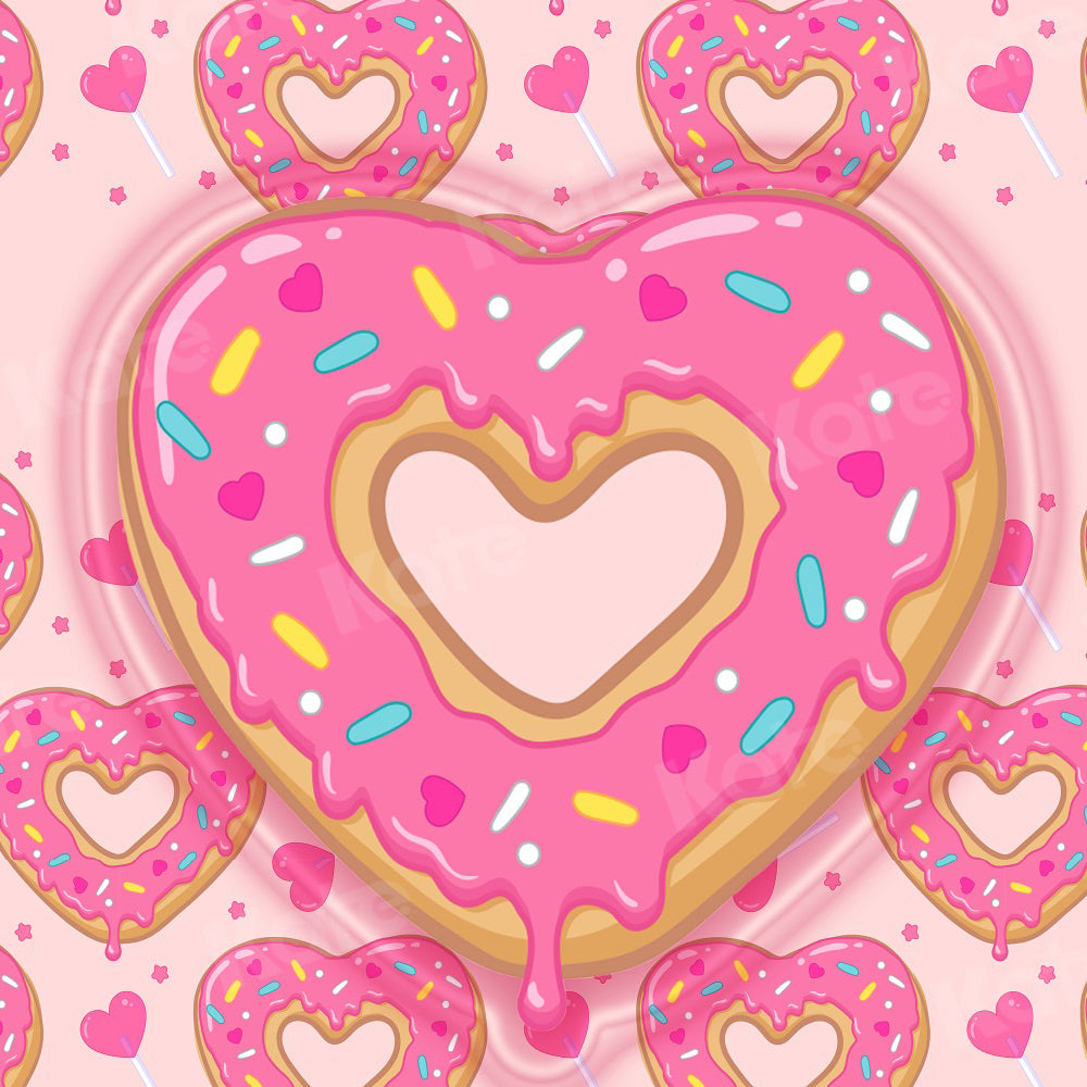 Kate Heart Pink Donut Cake Smash Backdrop for Photography -UK