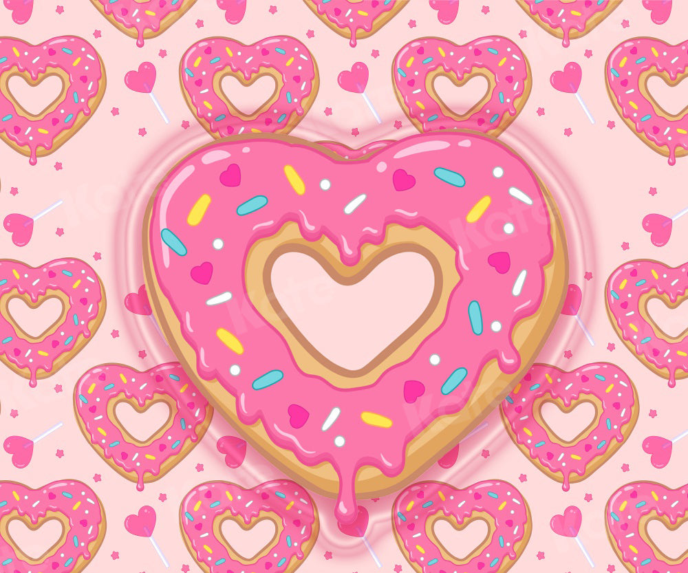 Kate Heart Pink Donut Cake Smash Backdrop for Photography -UK