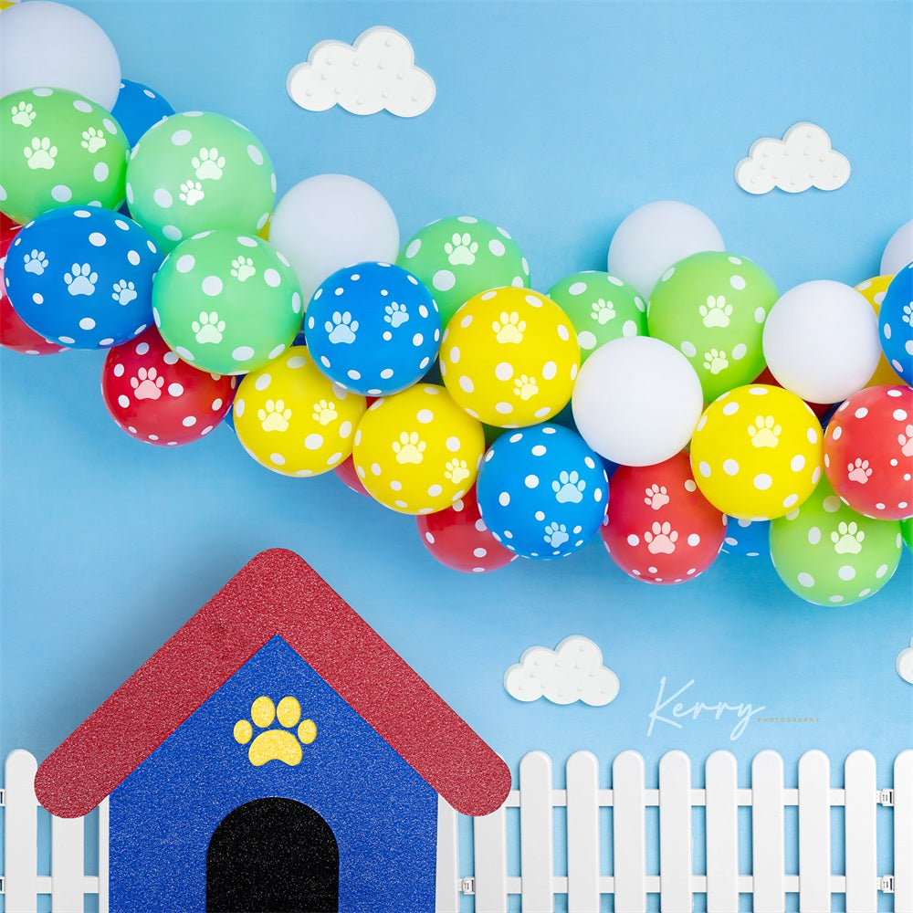 Kate Paw Theme Balloons Backdrop for Photography Designed by Kerry Anderson -UK