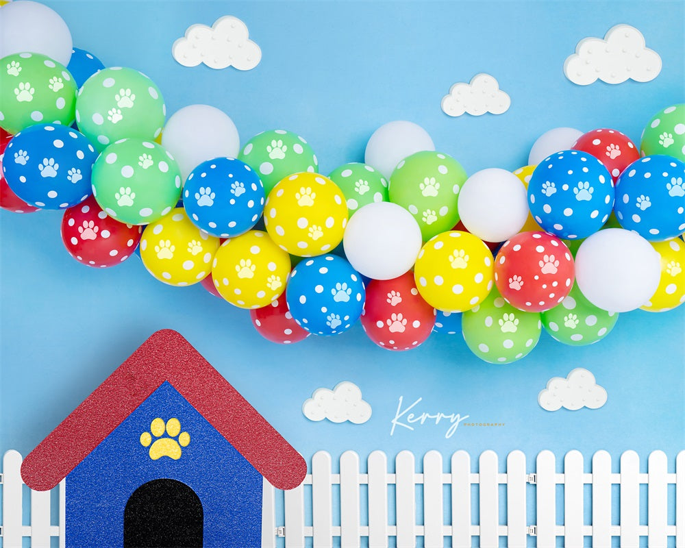 Kate Paw Theme Balloons Backdrop for Photography Designed by Kerry Anderson -UK