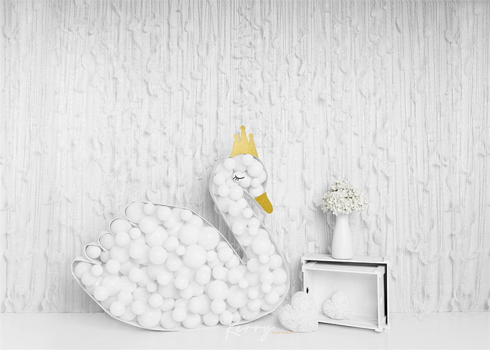 Kate White Swan Princess Balloons Backdrop Designed by Kerry Anderson -UK