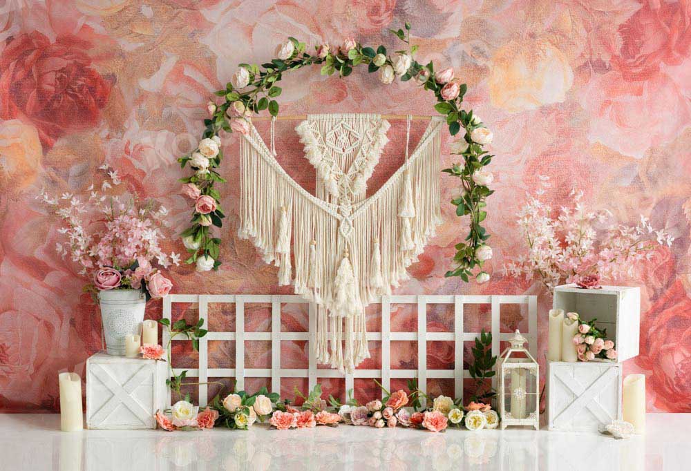 Kate Spring Boho Flowers Garland Backdrop Designed by Emetselch -UK