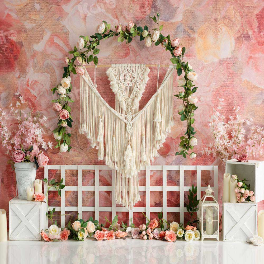 Kate Spring Boho Flowers Garland Backdrop Designed by Emetselch -UK