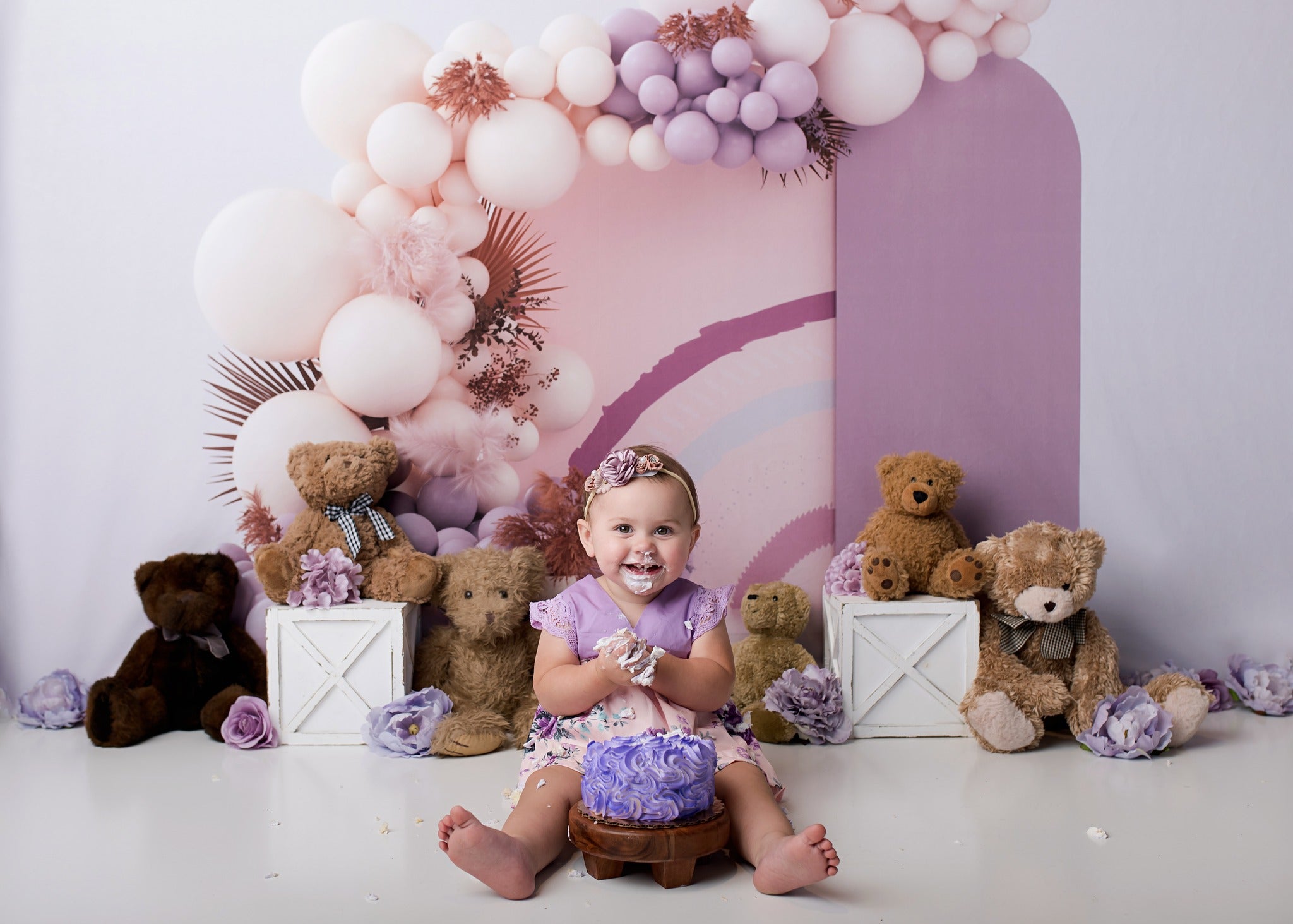Kate Purple Boho Balloons Backdrop Designed by Uta Mueller Photography